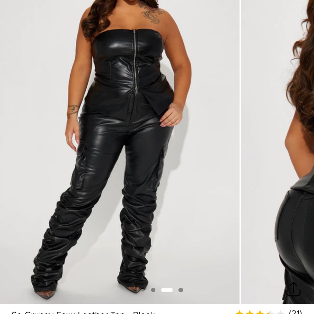 Fashion Nova Faux Leather Black Top